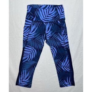 Old Navy Active Go Dry Womens Cropped Leggings Size S Blue with Mesh Panels